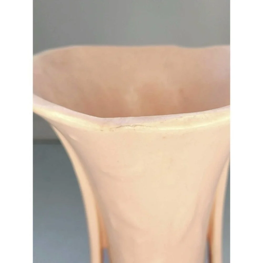 Vintage Nelson McCoy Pink‎ Art Nouveau Handled Vase Cottage, American Pottery